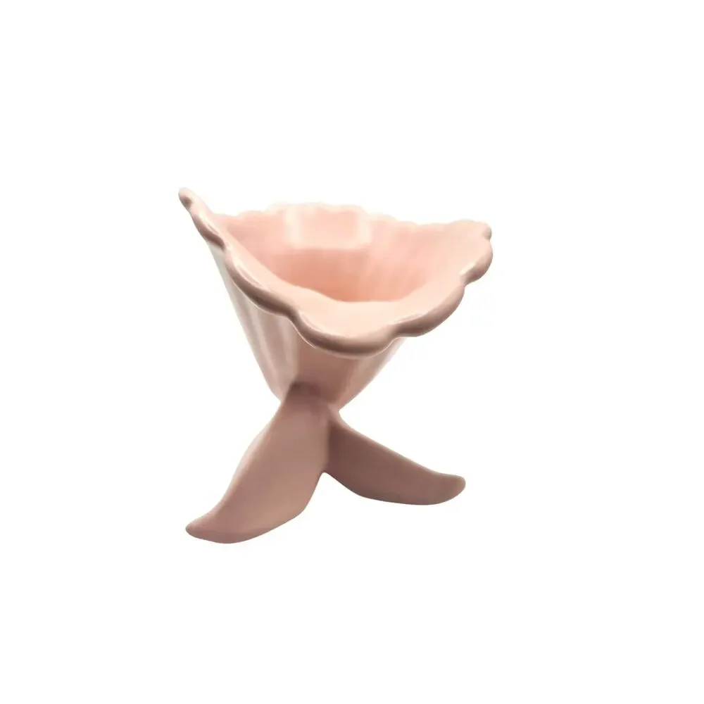 Vintage‎ Abingdon Pottery USA Pink Cornucopia Vase Scroll Art Deco Planter